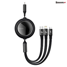 Mua Cáp dây rút  sạc nhanh 3 đầu Baseus Bright Mirror 3 in 1 Retractable 100W (Type C to Type C/Táo/ Micro USB   PD Quick charge Cable) hàng chính hãng