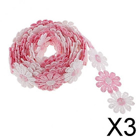 3xDaisy Flowers Trim Ribbon DIY Sewing Crafts Lace Trimmings Pink White