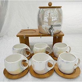 BỘ TRÀ BOM KÈM GIÁ TREO CỐC MÀU RẮNG ÁNH TRAI