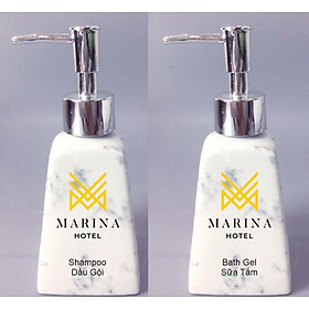 Mua Bình đựng dầu gội  sữa tắm bằng gốm vân đá