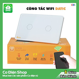 Công tắc thông minh HUNONIC DATIC 2 nút màu trắng - Điều khiển từ xa bằng điện thoại - Công nghệ 4.0