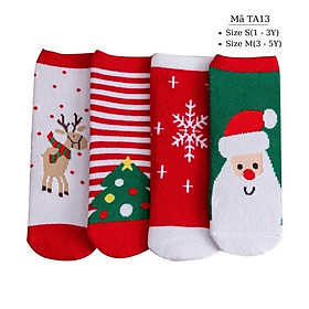 Tất trẻ em cao cổ cho bé trai bé gái hình Noel giáng sinh đỏ trắng xanh