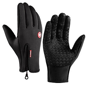 Găng tay mùa đông cho nam giới chống nước Găng tay lạnh bằng xe máy trượt tuyết lái xe máy lái xe kéo dài màn hình cảm ứng ấm áp găng tay Color: Black Size: XL