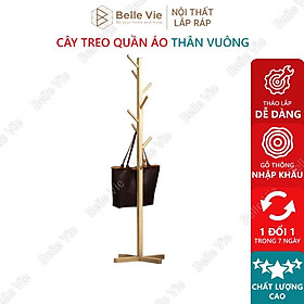 Mua Cây Treo Quần Áo Đứng Gỗ Thông BELLEVIE Móc Quần Áo Gỗ Thiết Kế Lắp Ráp Hiện Đại