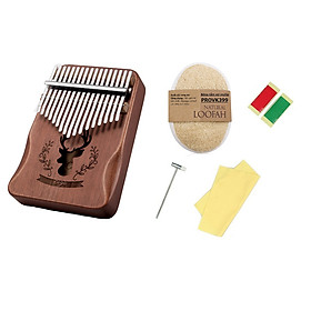 Mua Đàn kalimba 17 phím gỗ nguyên khối Mahogany Cega -IM170153 họa tiết chú nai Tặng búa chỉnh âm   stick màu  khăn lau đàn và bông tắm xơ mướp PROVK399