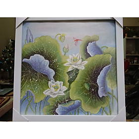 Mua Tâm Sen  - Tranh Sơn Dầu Vẽ Tay 40x40cm