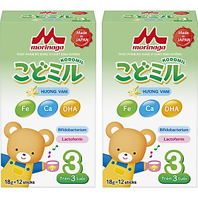 Combo 2 hộp Sữa Morinaga Kodomil 3 Hương vani/dâu 216g