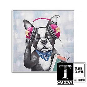 Mua Tranh canvas treo tường hiện đại nghệ thuật  chân dung Chó  Mèo ngộ nghĩnh CM31-32 (không kèm khung)