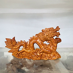 Tượng con rồng phong thủy  bằng gỗ hương đá kt 25×14×7cm 