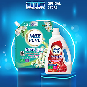 Combo Chai Nước Giặt Maxpure HươngHoa Hồng Bulgaria 3L + Túi Nước Giặt Hương Lily Hy Lạp 3.2L