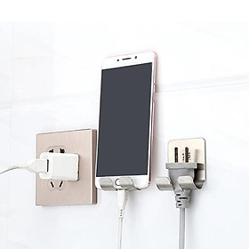 4pcs Self-adhesive Bath Paste Linked Stainless Hook Power Plug Holder Sticky