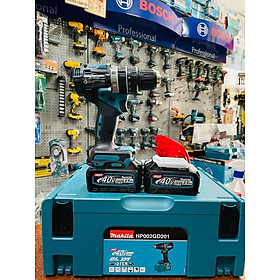 MÁY KHOAN BÚA VÀ VẶN VÍT DÙNG PIN BL 40VMAX 750W (SẠC NHANH (DC40RC) 2 PIN 2.5AH(DL4025)) MAKITA HP002GD201 - HÀNG CHÍNH HÃNG