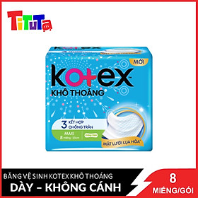 Băng Vệ Sinh Kotex Khô Thoáng 23cm Dày Không Cánh 8 Miếng