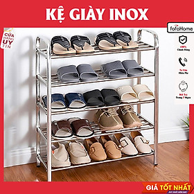 Kệ Để Giày Nhiều Tầng Thép Không Gỉ Có Lưu Trữ Đồ Giá Đứng Kệ Giá Để Giày Inox Giá Đựng Giày Trong Nhà Ngoài Trời Bền Bỉ Và Ổn Định - 5 Tầng