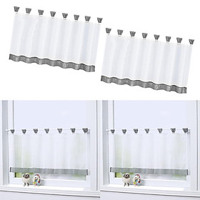 2x,Kitchen Half Window Curtains Tier Rod Pocket Sheer Cafe Curtain Drape