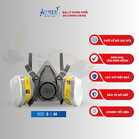 Mua Bộ mặt nạ chống hóa chất  dùng phun thuốc trừ sâu - Mặt nạ nửa mặt 3M 6100/ 6200  kèm 2 phin lọc - Hàng chính hãng 100