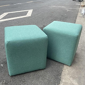 Mua Combo 2 ghế đôn màu xanh là hình vuông 35cm - Ghế đôn sofa Bed nhỏ gọn