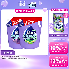 Combo Túi Nước Giặt Xả MaxKleen 3.8kg Vườn Sớm mai + Túi Nước Giặt Xả