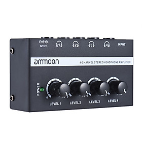 Bộ Khuếch Đại Tai Nghe Âm Thanh Nổi Mini Ammoon HA400 4 Kênh Siêu Nhỏ Gọn Với Bộ Chuyển Đổi Nguồn
