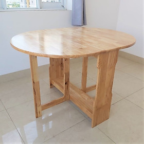 Mua Bàn Ăn Gỗ Cao Su Xếp Gọn Chữ Nhật  Ovan 90 x 1m2 Dày Dặn Chắc Chắn - Hàng VN Xuất Khẩu