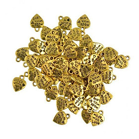 4x50 pcs Made With Love Heart Charms Pendants Jewelry DIY Making Vintage Gold