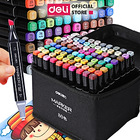Bút màu marker chuyên nghiệp Deli -kèm túi vải - 30/40/60/80 Màu - 70806