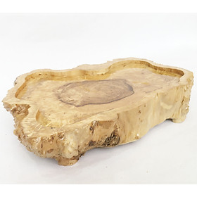 Khay trà gỗ nu tự nhiên nguyên khối, khay gỗ decor cao cấp - bàn trà gỗ thủ công có chân, kệ gỗ trang trí vintage [phát mẫu ngẫu nhiên]