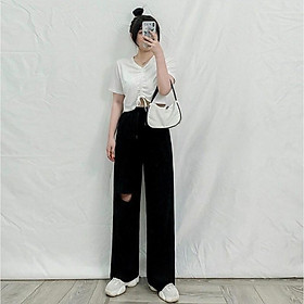 Quần Nỉ Thun Ống Rộng IRU Nam Nữ Unisex
