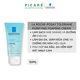 Sữa rửa mặt tạo bọt cho da hỗn hợp & da dầu rất nhạy cảm & kích ứng La Roche-Posay Toleriane Foaming Cream (50ml)