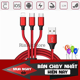 Mua Cáp Sạc dây 3 đầu usb đa năng 3 đầu sạc hỗ trợ sạc nhanh tiện dụng dành cho Iphone và Samsung rinrinshop123