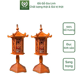 Bộ đèn thờ Cung đình Đồ Gỗ Gia Linh gỗ Hương đá KT cao 48cm x 23cm