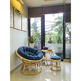 Ghế thư giãn papasan phiên bản cao cấp (vải nhung xanh coral)