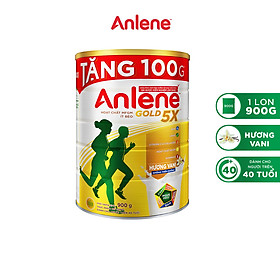 [Anlene5X-Tặng thêm 100g cho lon 800g ] Sữa bột Anlene Gold 5X hương vani lon 900g