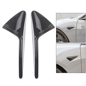 Set of 2 Side Cover Fit for Tesla Ornaments ABS Auto glossy carbon fiber