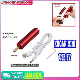 Máy khoan mini cầm tay nhỏ gọn nguồn usb 5V siêu mạnh