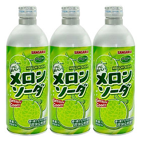 3 Chai Nước Soda Dưa Lưới Sangaria Nhật Bản (500ml x 3)