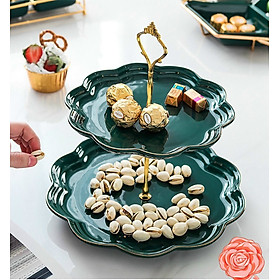 Mua KHAY ĐỤNG BÁNH KẸO HOA QUẢ SỨ  MÀU XANH CỔ VỊT VIỀN SÓNG SANG TRỌNG - VD131
