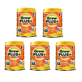 Bộ 5 Lon Sữa bột NutiFood Grow Plus+ cho trẻ chậm tăng cân 900g