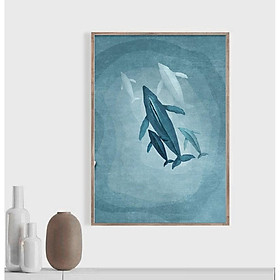 Mua Tranh canvas treo tường cá voi xanh  tranh treo tường có đinh và móc treo tranh tặng kèm.