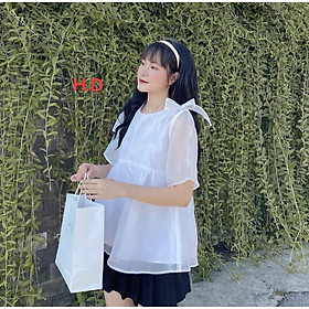 Áo Voan Tơ 2 Lớp Nơ Vai Đẹp Điệu Siêu Xinh