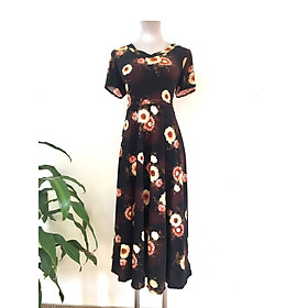 Đầm trung niên, đầm váy hoạ tiết hoa tôn dáng -LP86 vải thun lưới giãn 4 chiều mát mẻ cho mùa hè