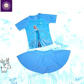 Đồ bơi bé gái tay dài hình Elsa - Pony từ 10-39kg -quần giả váy tạo kín đáo-HNStore115