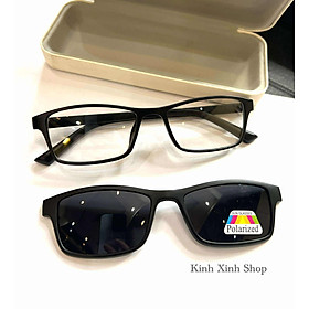 Kính Râm Cận, Kính Mắt Thời Trang Mắt Vuông Form Nhỏ Gọng Nhựa Đen Ultem Cho Nam Nữ