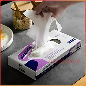 Hộp 100 găng tay nấu ăn siêu dai Victoria Bay chất liệu TPE không mùi chống nhăn dùng đi chợ, nấu ăn đều rất tiện. - Size S