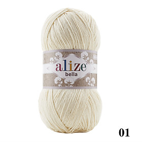 Cuộn sợi cotton hè trơn Bella 100 hãng Alize Yarns đan móc áo, váy, khăn hè siêu mát