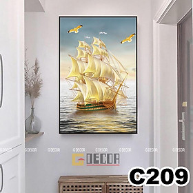 Tranh treo tường canvas 1 bức phong cách hiện đại Bắc Âu C209 tranh thuận buồm xuôi gió trang trí phòng khách, phòng ngủ - C-209, C-209