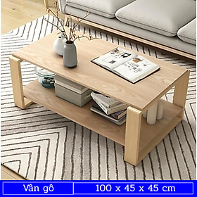 Mua Bàn trà sofa 2 tầng chân gỗ tự nhiên kích thước lớn  bàn phòng khách phong cách Nhật sang trọng tinh tế