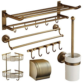 Bộ phụ kiện đồng nhà tắm hun 6 món, phụ kiện mạ vàng 6 món cao cấp