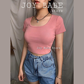 Áo croptop cổ vuông Basic, chất thun xịn Forever 21 co giãn 4 chiều thoải mái, cổ chữ U áo kiểu nữ trơn CRON 5