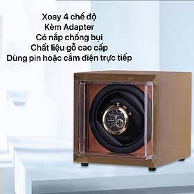 ￼Hộp Đựng Đồng Hồ Cơ Xoay Ngang Mẫu Mới 4 Chế Độ Xoay Chất Liệu Gỗ Phủ Sơn Cao Cấp